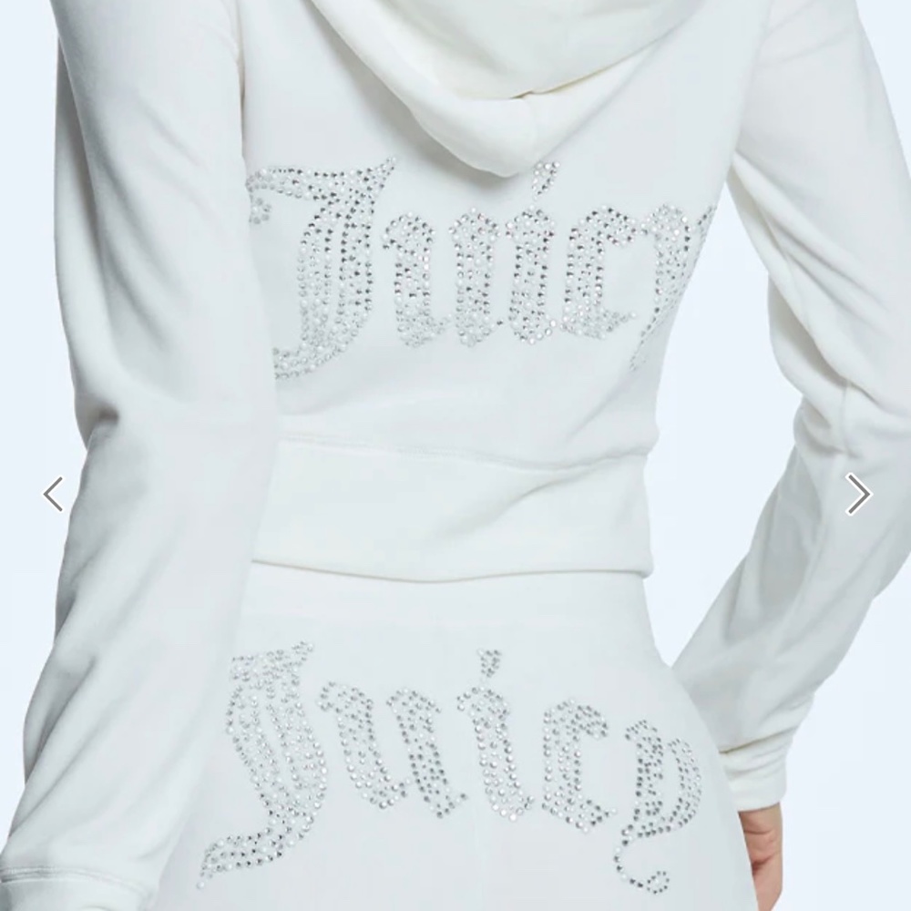 Juicy Couture White Hoodie with Rhinestone Logo